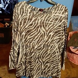 Not Availble Glamour GIRL 3xl Zebra Long Sleeve Burnout